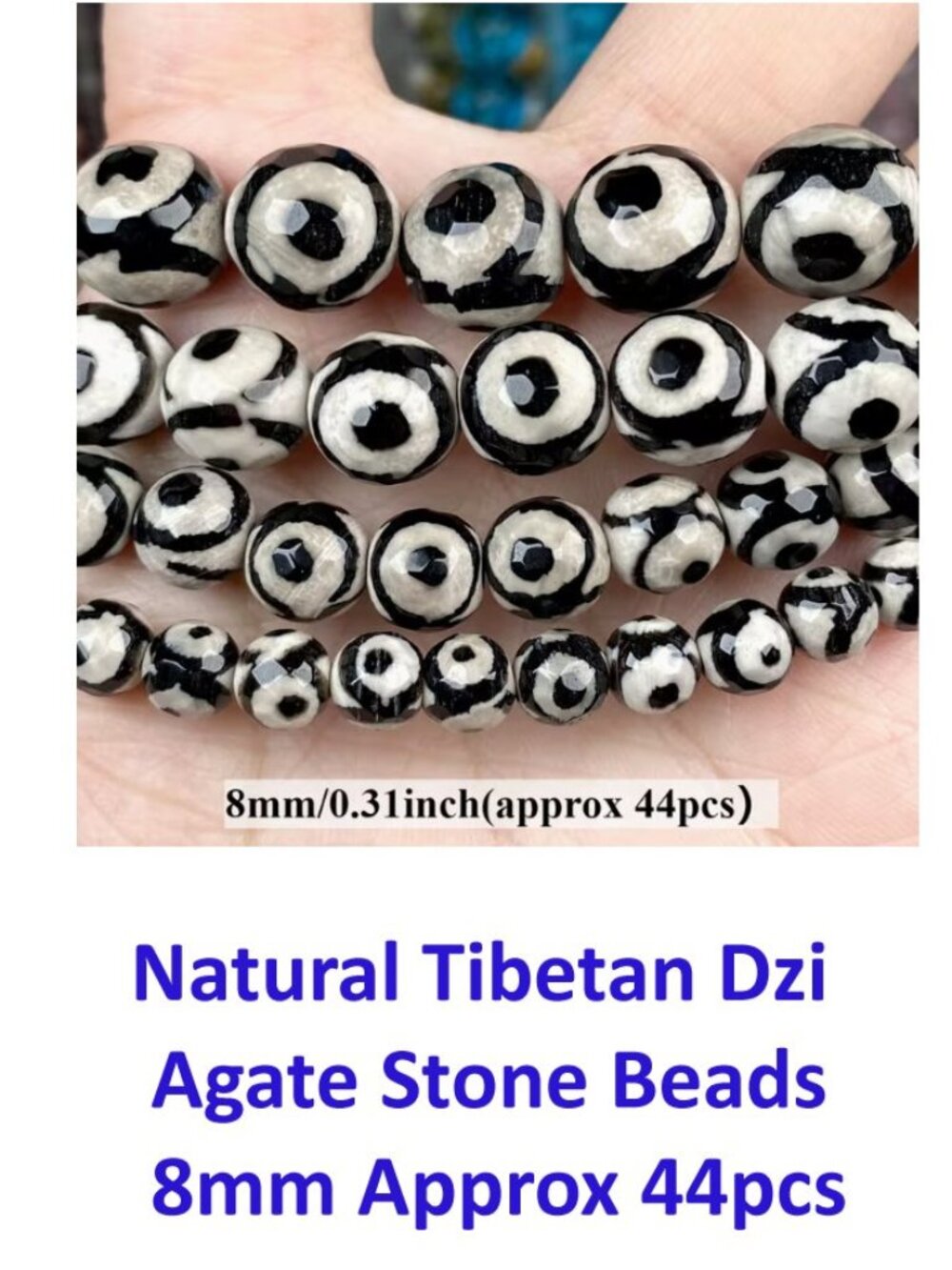 Natural Tibetan Dzi Agate Stone Beads 8mm Approx 44pcs